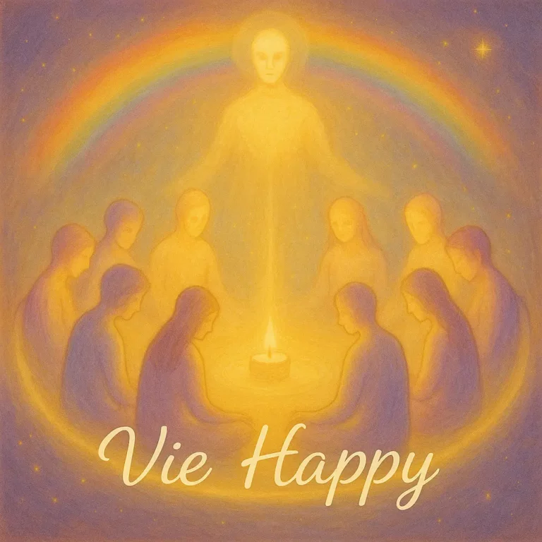 Illustration d'un groupe en méditation spirituelle