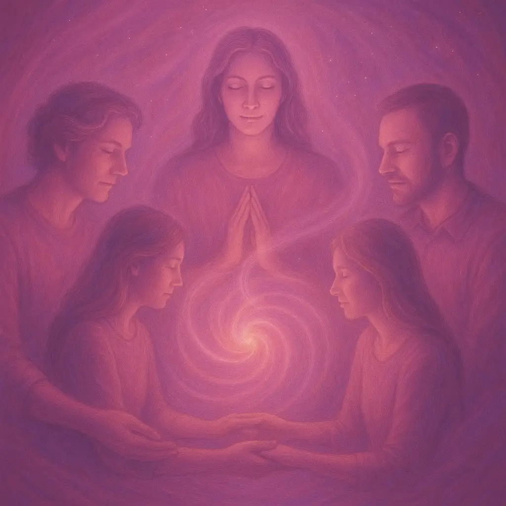 Illustration d'une connexion spirituelle et énergétique entre des individus