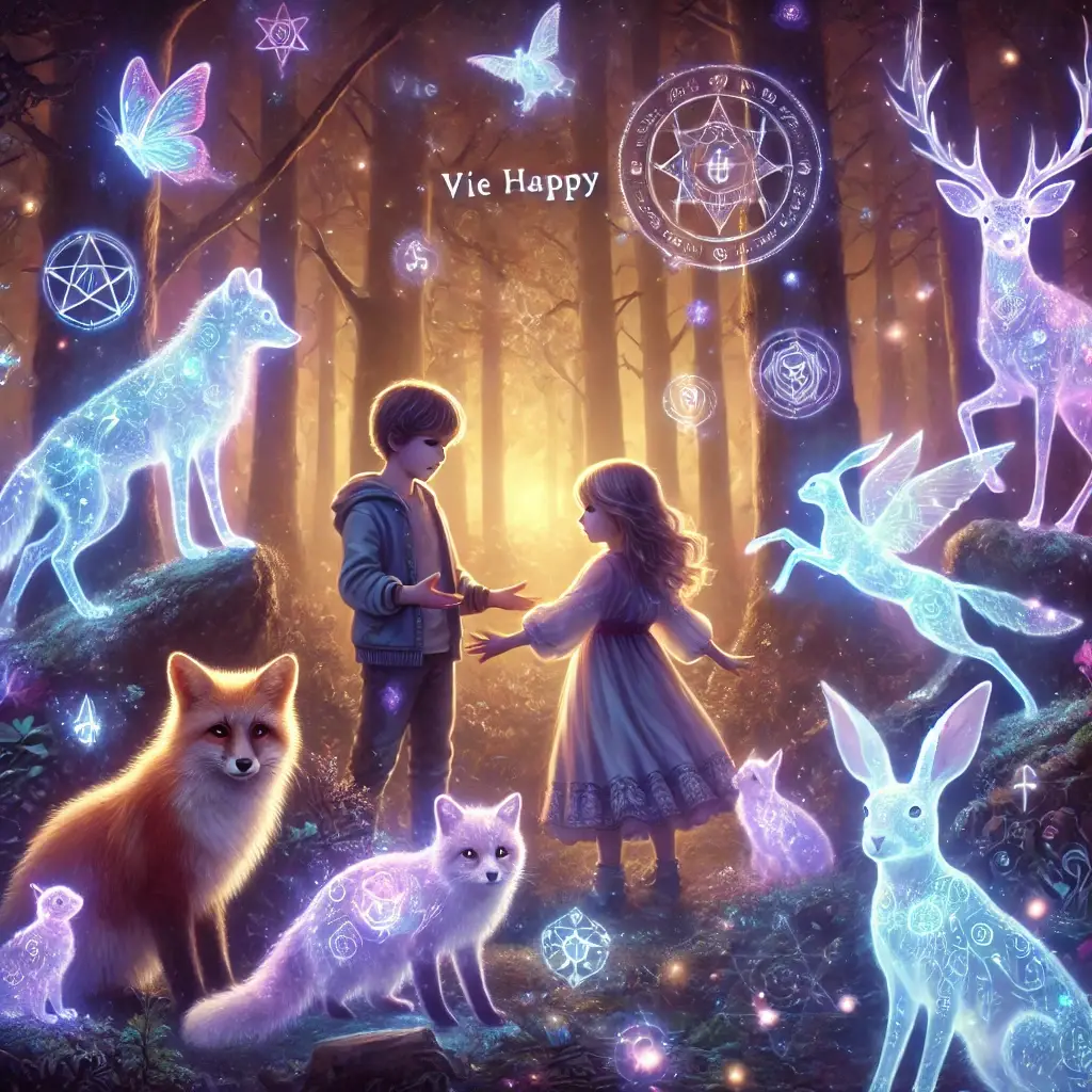 Enfants interactifs avec des animaux magiques